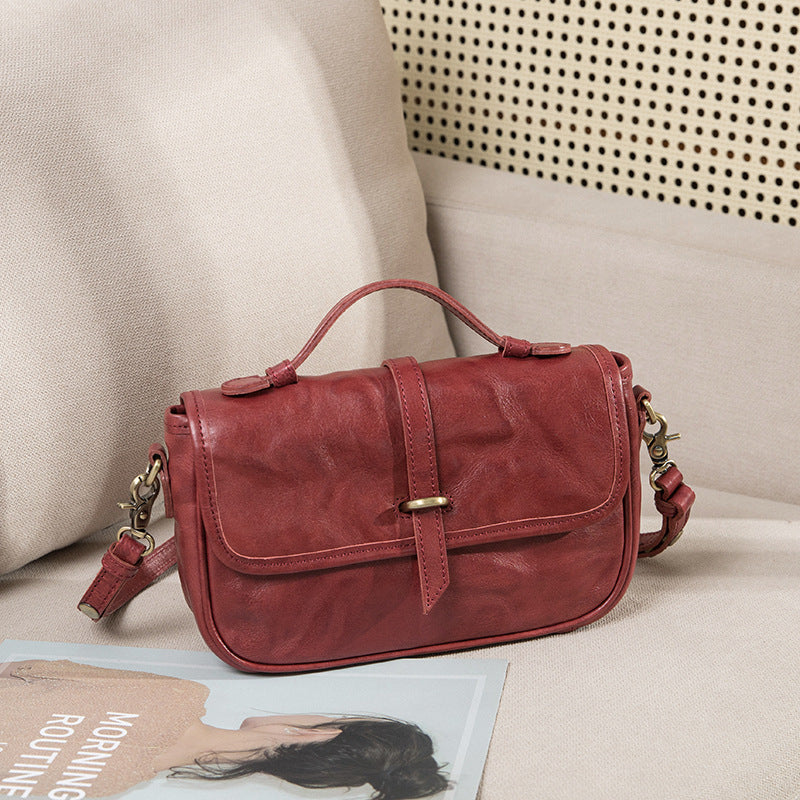 Women's Vegetable Tanned Leather Cowhide One Portable Shoulder Bags