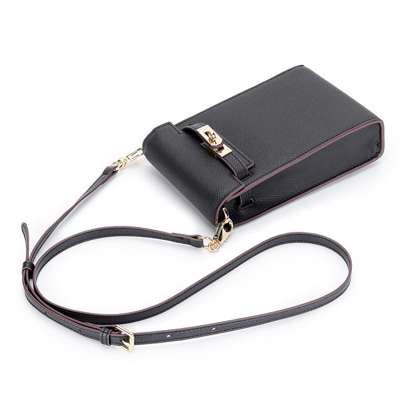 Leather Female Niche Palm Print Vertical Phone Bags