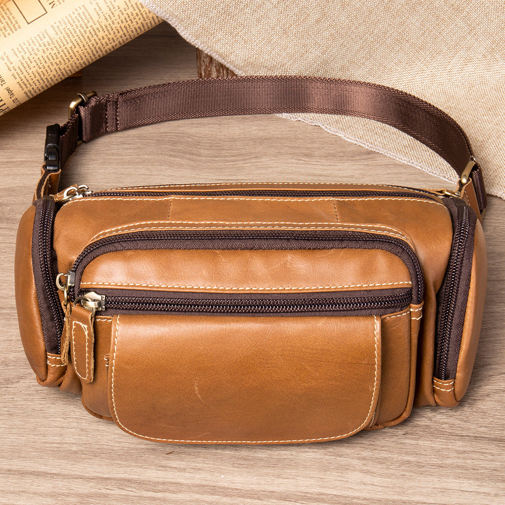 Men's Checkout Genuine Leather Wear Mobile Pouch Men's Waist Packs