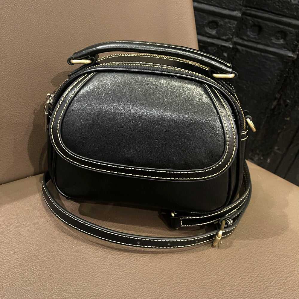 Women's First Layer Cowhide Round Live Broadcast Crossbody Bags