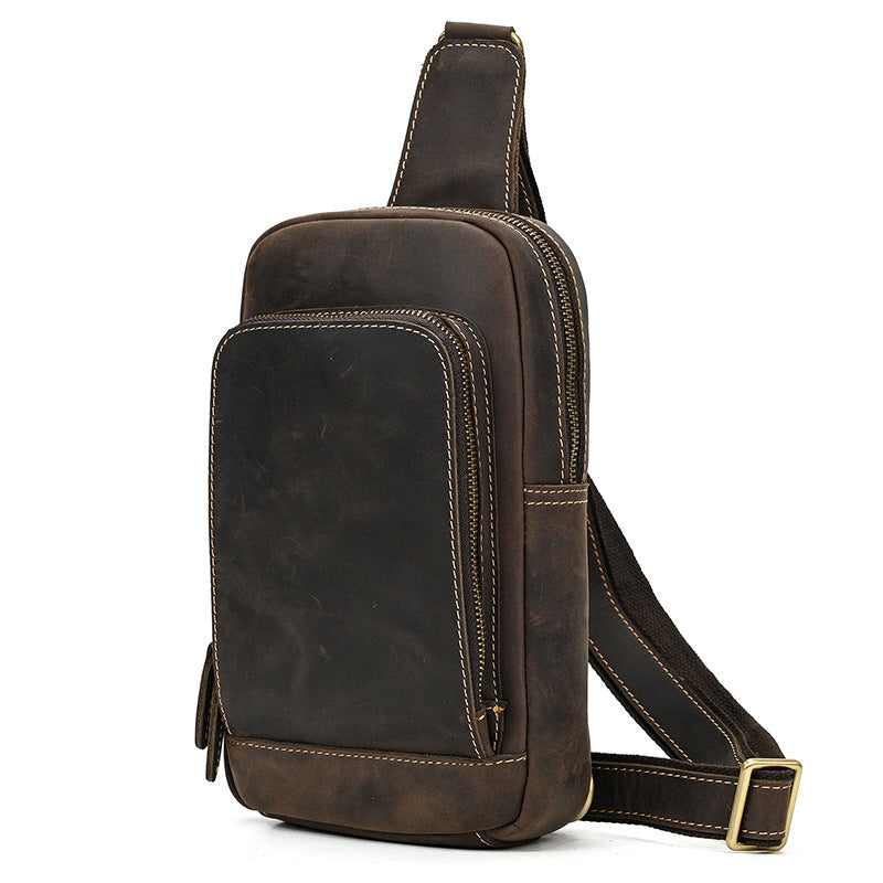 Crazy Horse Leather Genuine First Layer Men's Chest Bags