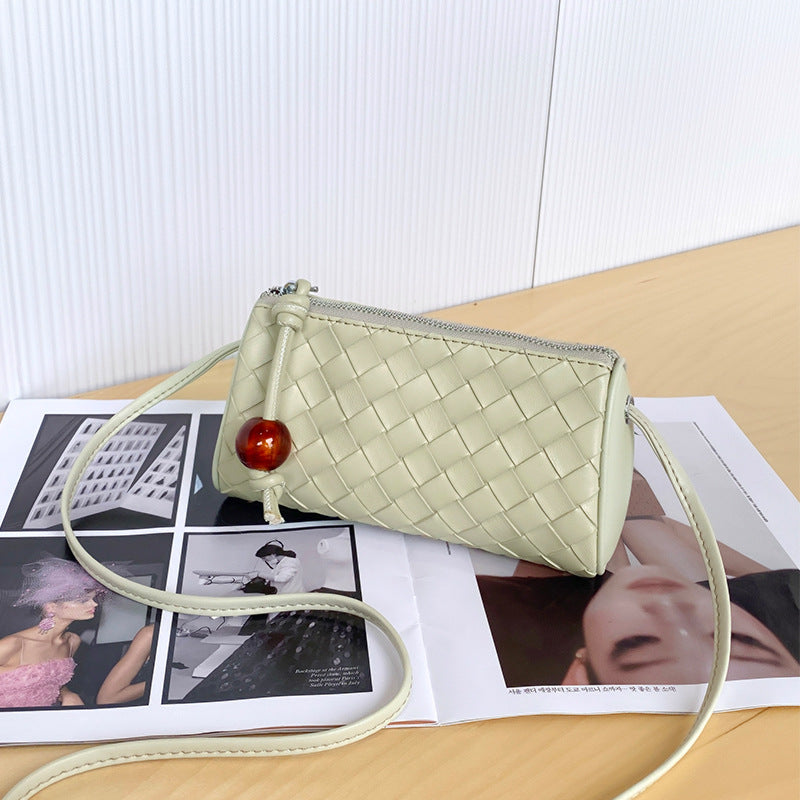 Women's Simple High-grade Woven Leather Mobile Tote Bags