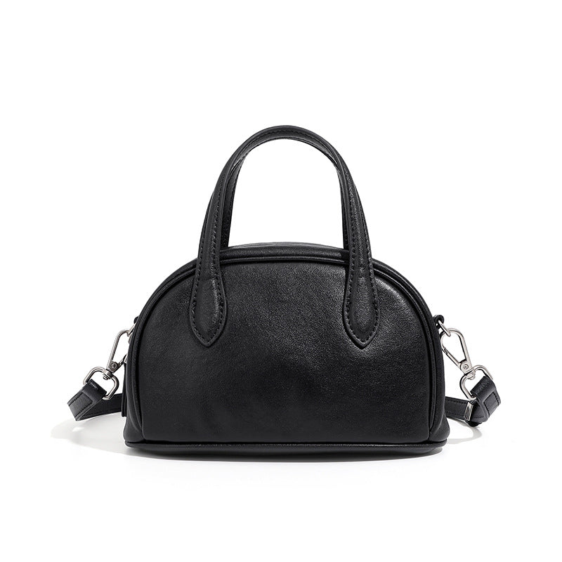 Women's Vintage Leather Vegetable Tanning Boston Bowling Crossbody Bags