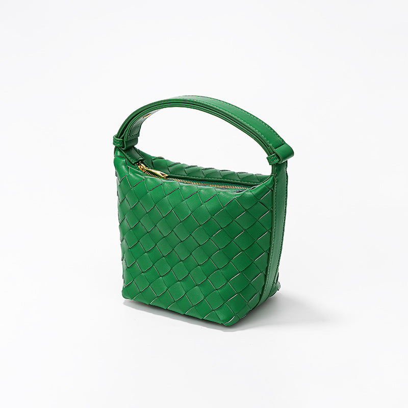 Women's Woven Lunch Box Style Design Sier Bucket Bags