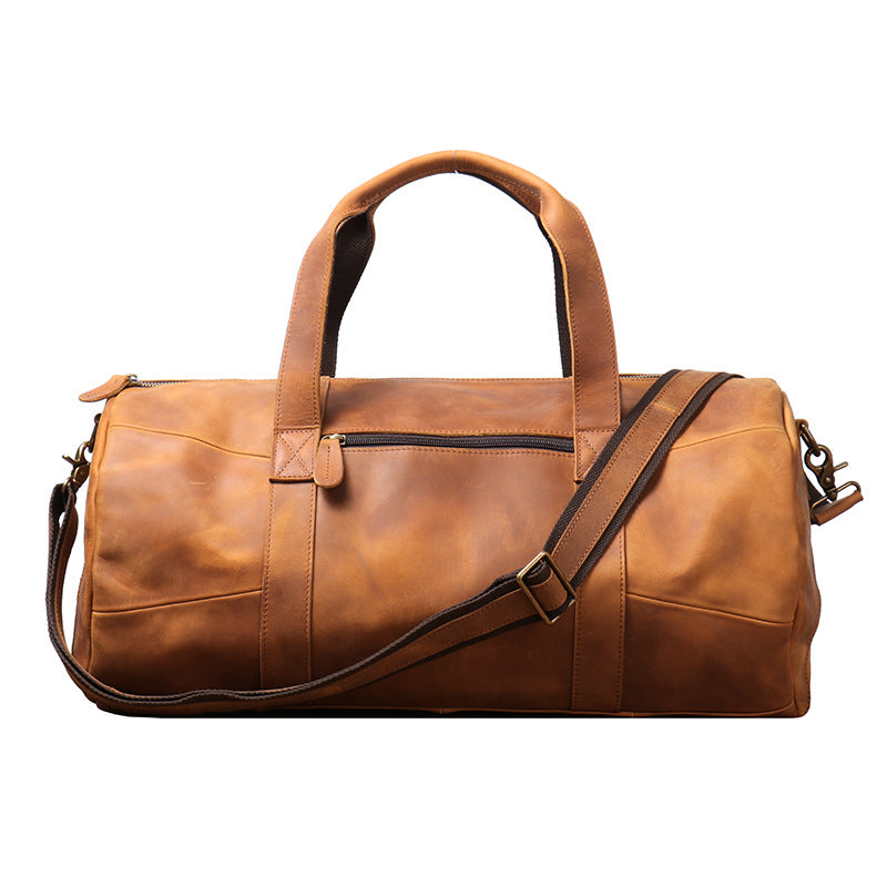 Men's Leather Portable Business Trip Cowhide Large Travel Bags