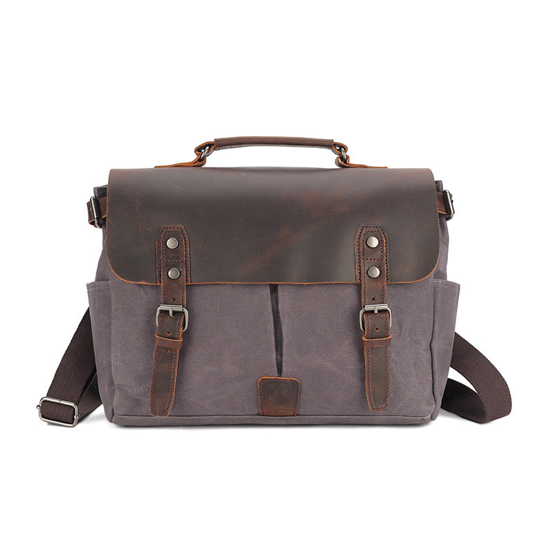Men's Vintage Oil Wax Canvas With Crazy Men's Shoulder Bags