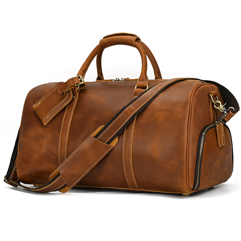 Men's Crazy Horse Leather Inch Large Capacity Handbags