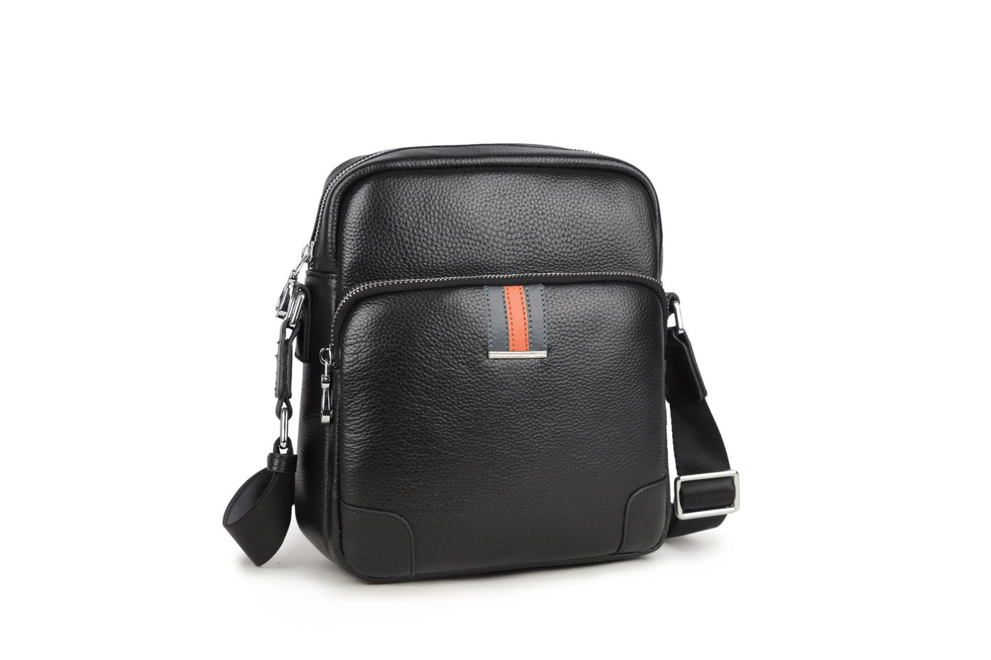 Men's Gold Rice First Layer Cowhide Leather Vertical Men's Messenger Bags