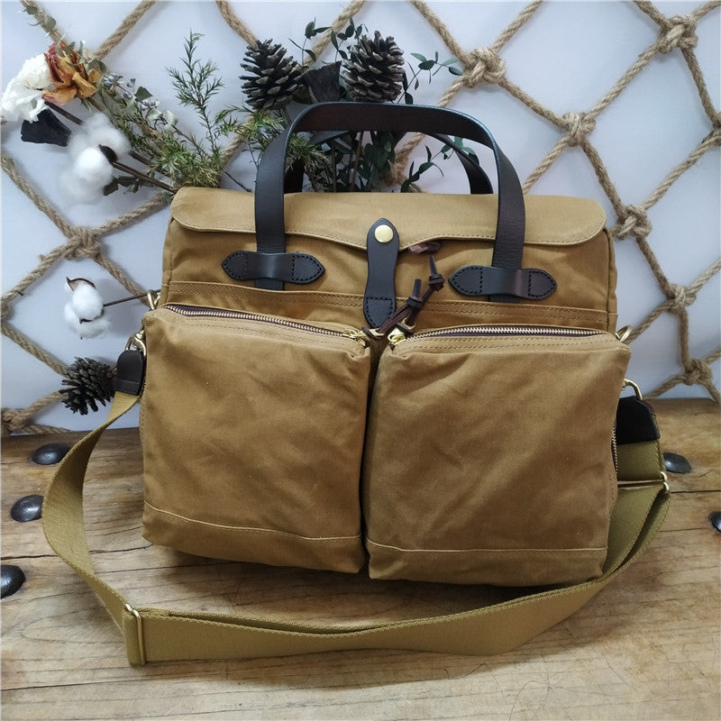 Men's Oil Wax Canvas Official Document Computer Men's Briefcases