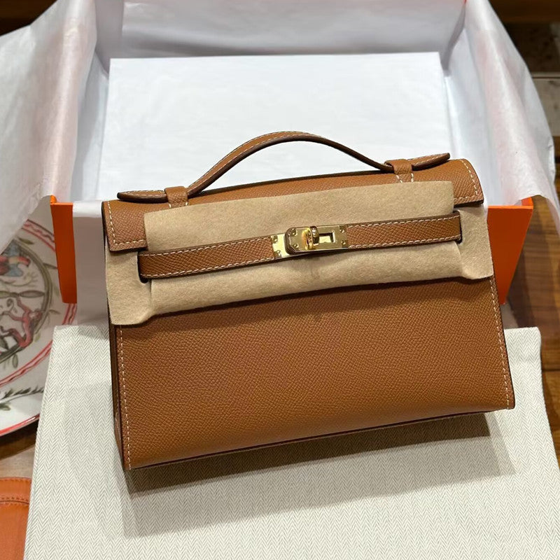 Women's Hand Palm Print Kelly Leather Portable Shoulder Bags