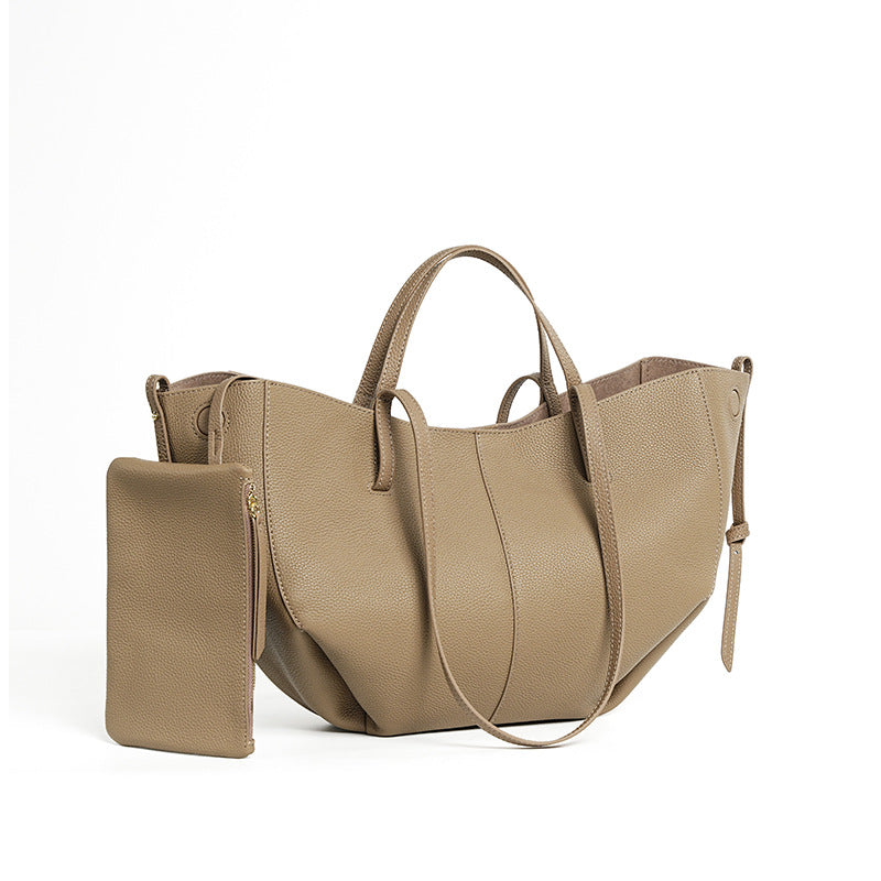 Women's Genuine Leather Niche First Layer Cowhide Commuter High Sense Tote Bags