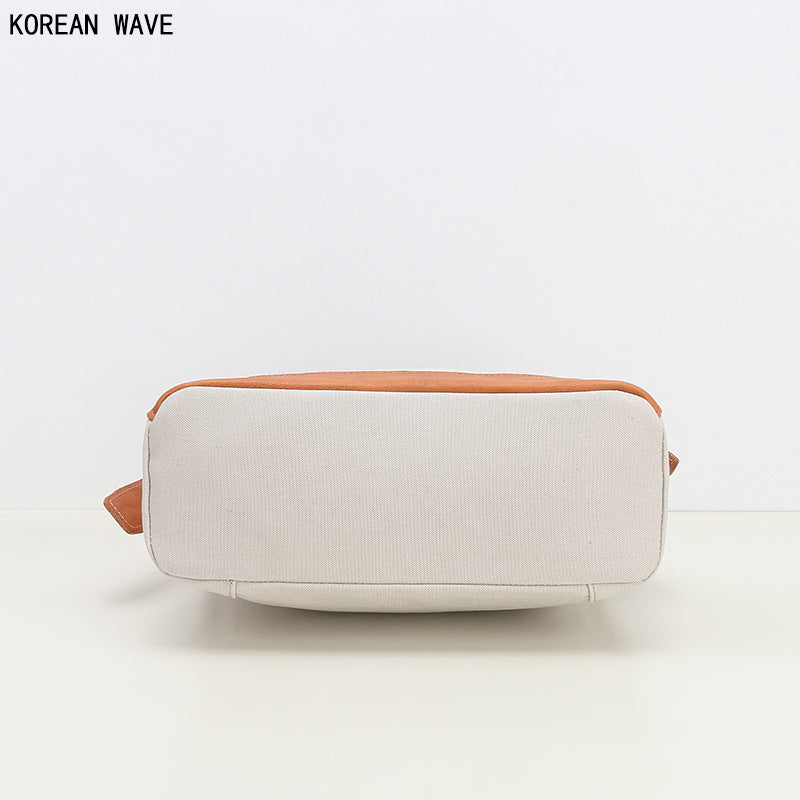 Women's Large Capacity Versatile Contrast Color Genuine Shoulder Bags