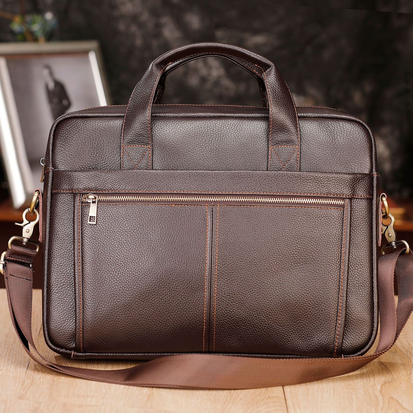 Men's Genuine Cattlehide Leather Surface Business Men's Briefcases
