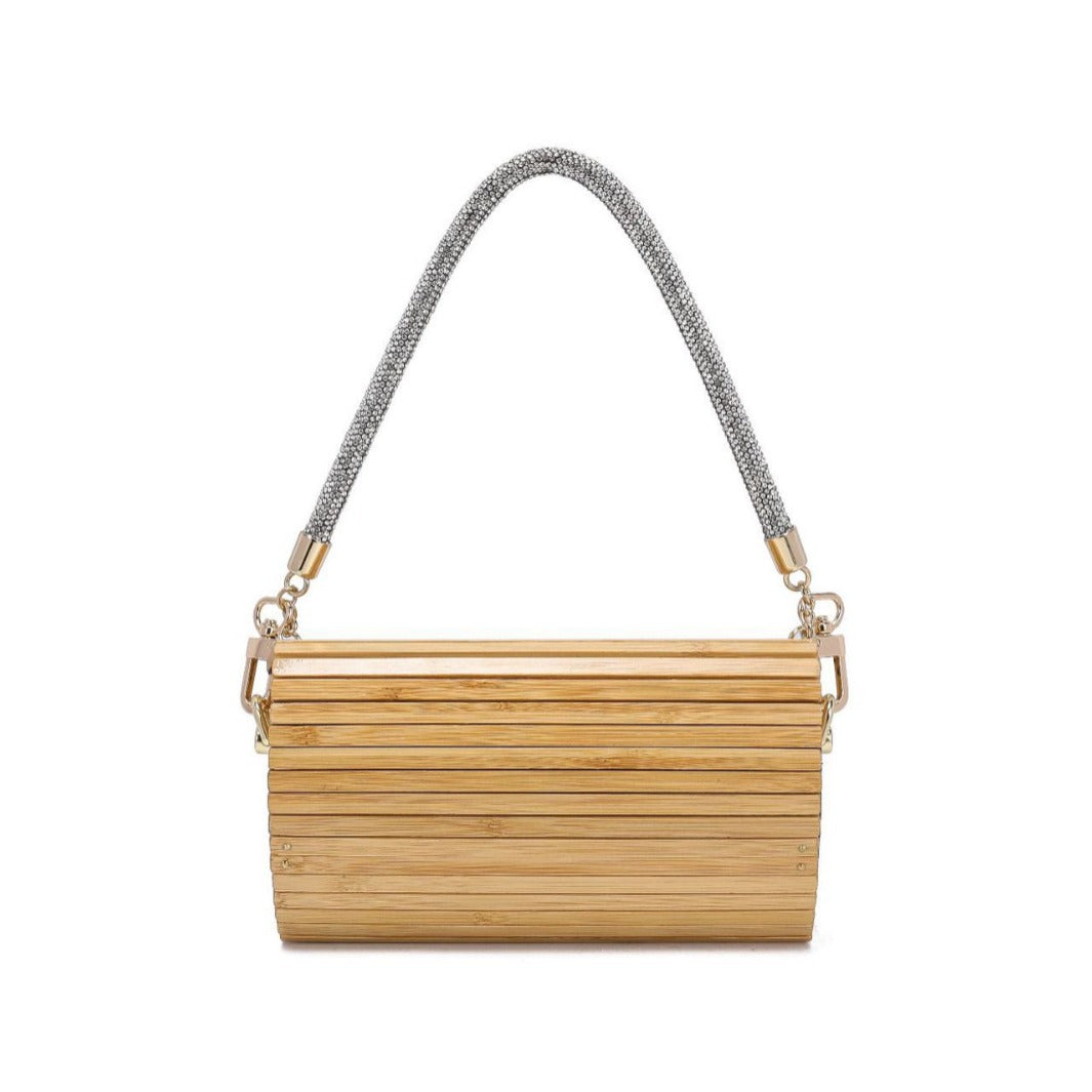 Compiled Rattan Weave Rhinestone Woven Wind Handbags