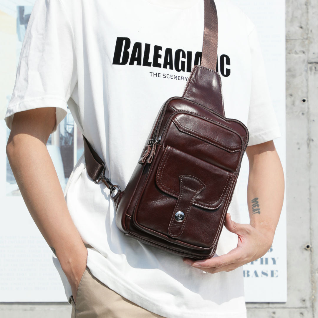 Men's Cowhide First Layer Retro Oil Wax Men's Messenger Bags