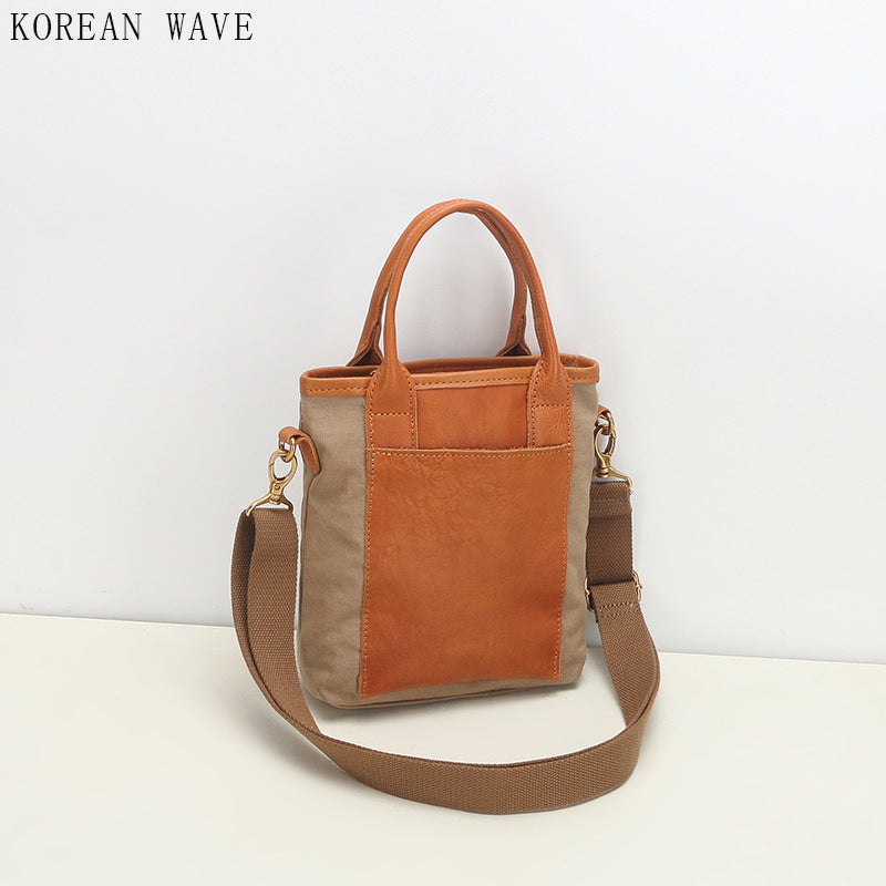Women's Design Canvas With Leather Daily Commuter Small Square Bags
