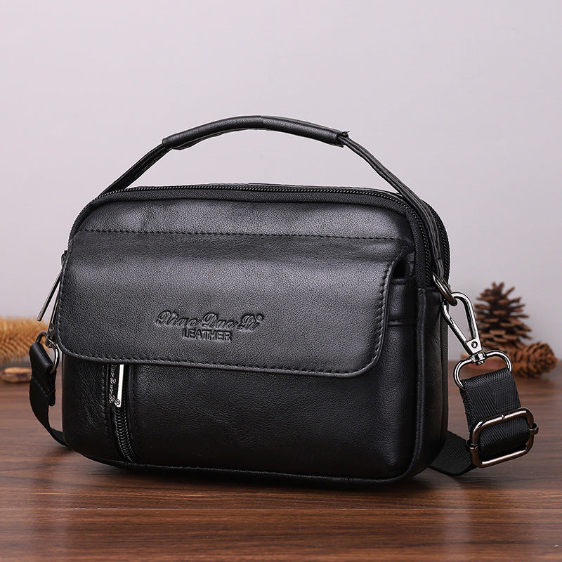 Men's Slouchy Trendy Leather Cowhide Mobile Men's Messenger Bags