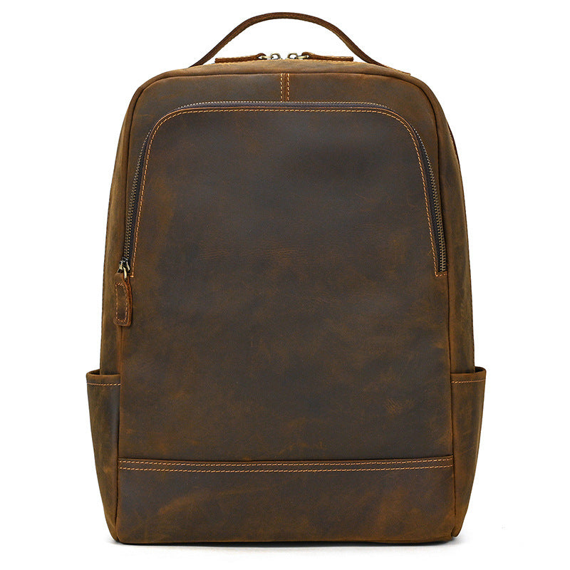 Men's Genuine Leather First Layer Cowhide Lychee Backpacks