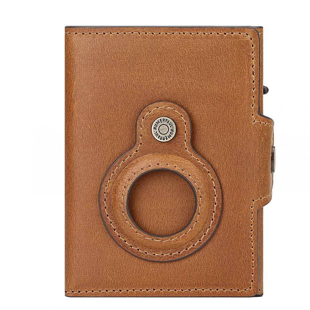 Layer Cowhide Automatic Delivery Metal Cartridge Card Holder