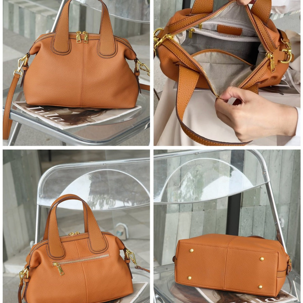 Women's Genuine Leather Cowhide Fashionable Large Capacity Handbags