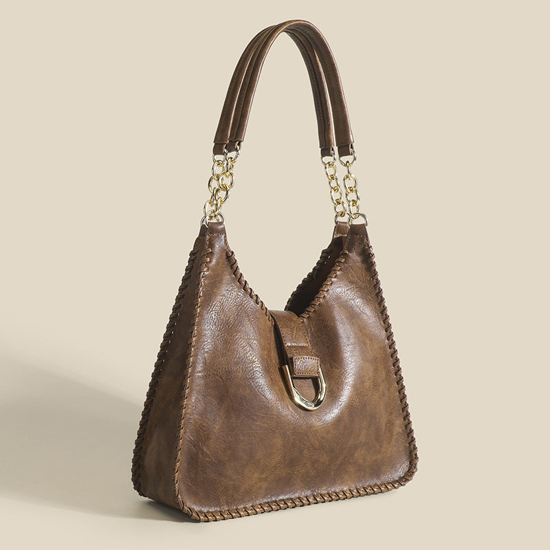 Women's Vintage Weave Soft Leather Underarm Mother Shoulder Bags