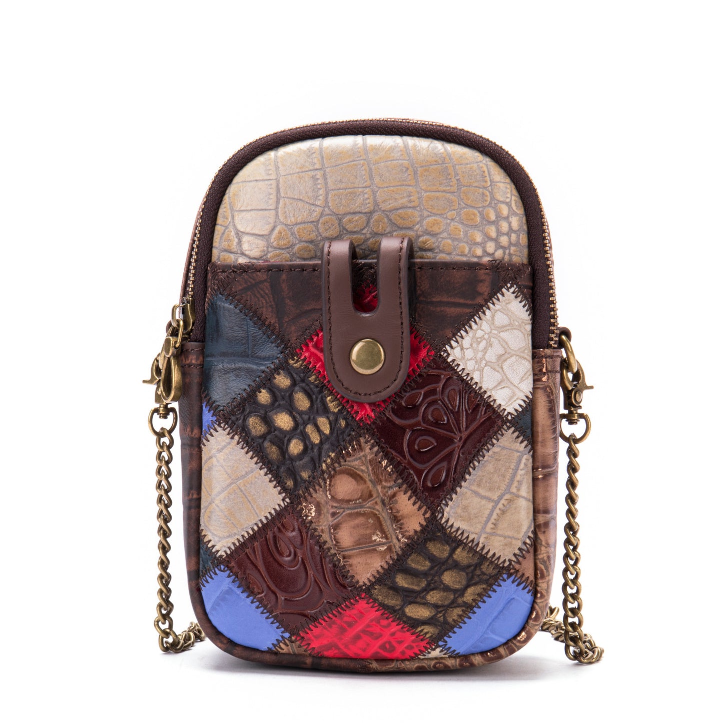 Women's Top Layer Cattlehide Leather Fashion Trendy Phone Bags