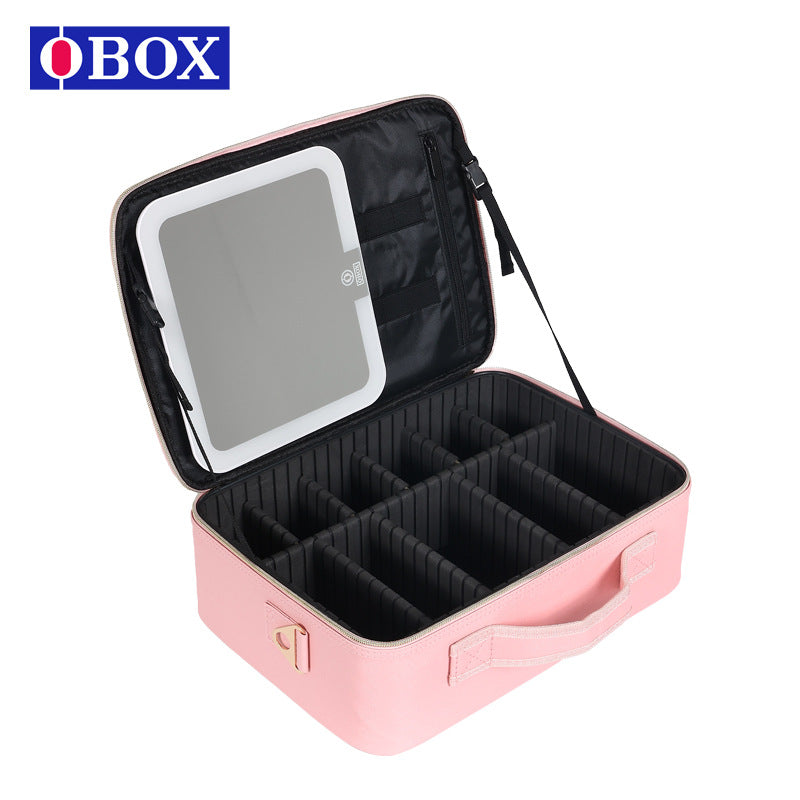 Women's Fashion Plaid With Mirror Cosmetics Storage Bags