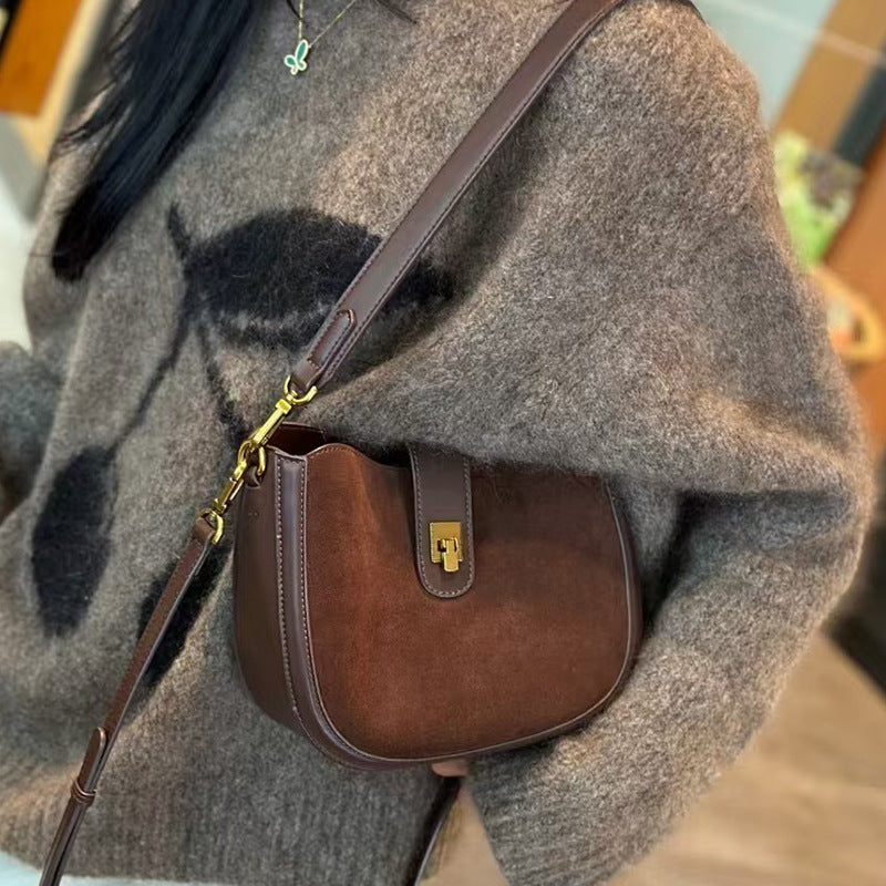 Women's Leather Retro Fashion Frosted Cowhide High Crossbody Bags