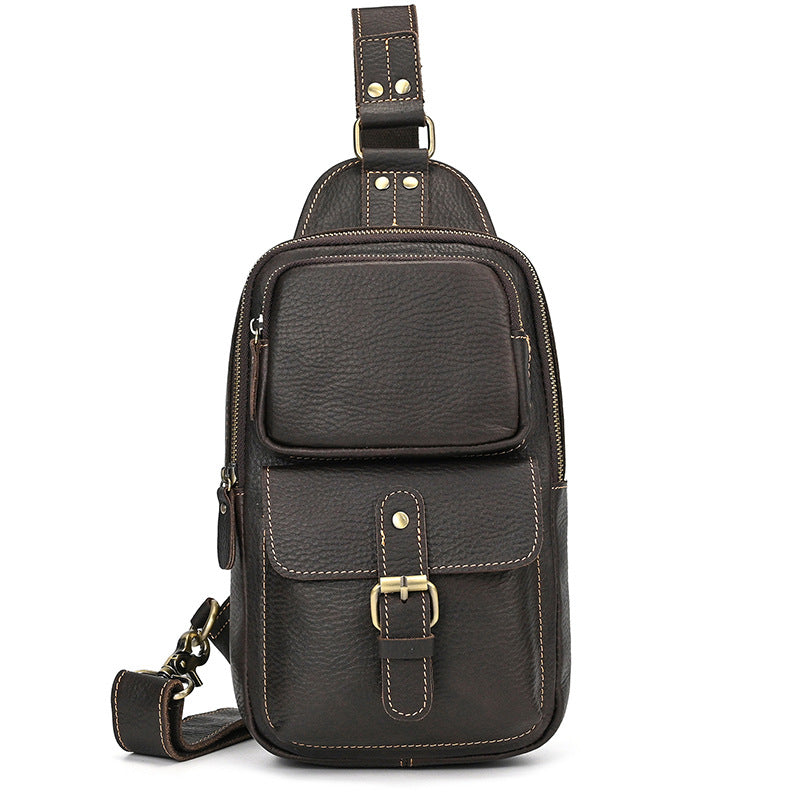 Men's Leather Vintage Crazy Horse First Layer Men's Chest Bags