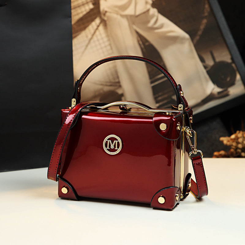 Women's Niche Design Box Patent Leather Trendy Crossbody Bags