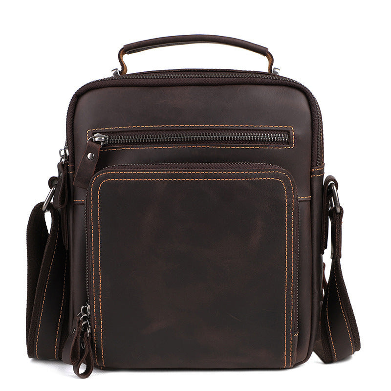 Men's Genuine Leather Trendy Portable Crazy Horse Men's Shoulder Bags