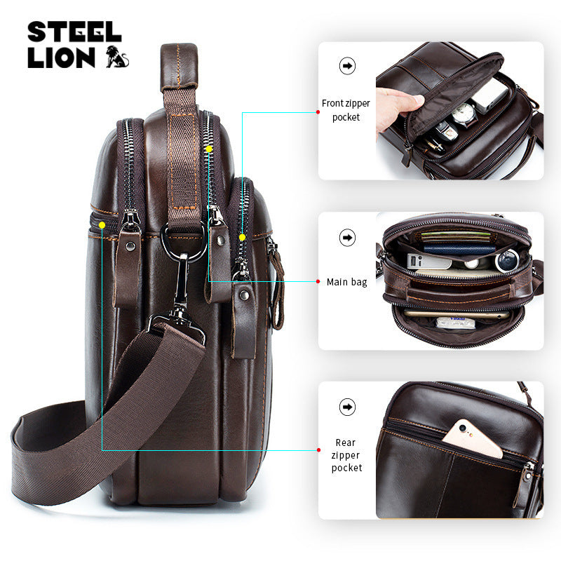 Men's Lion Fashion Pouch Trendy Retro Top Men's Messenger Bags