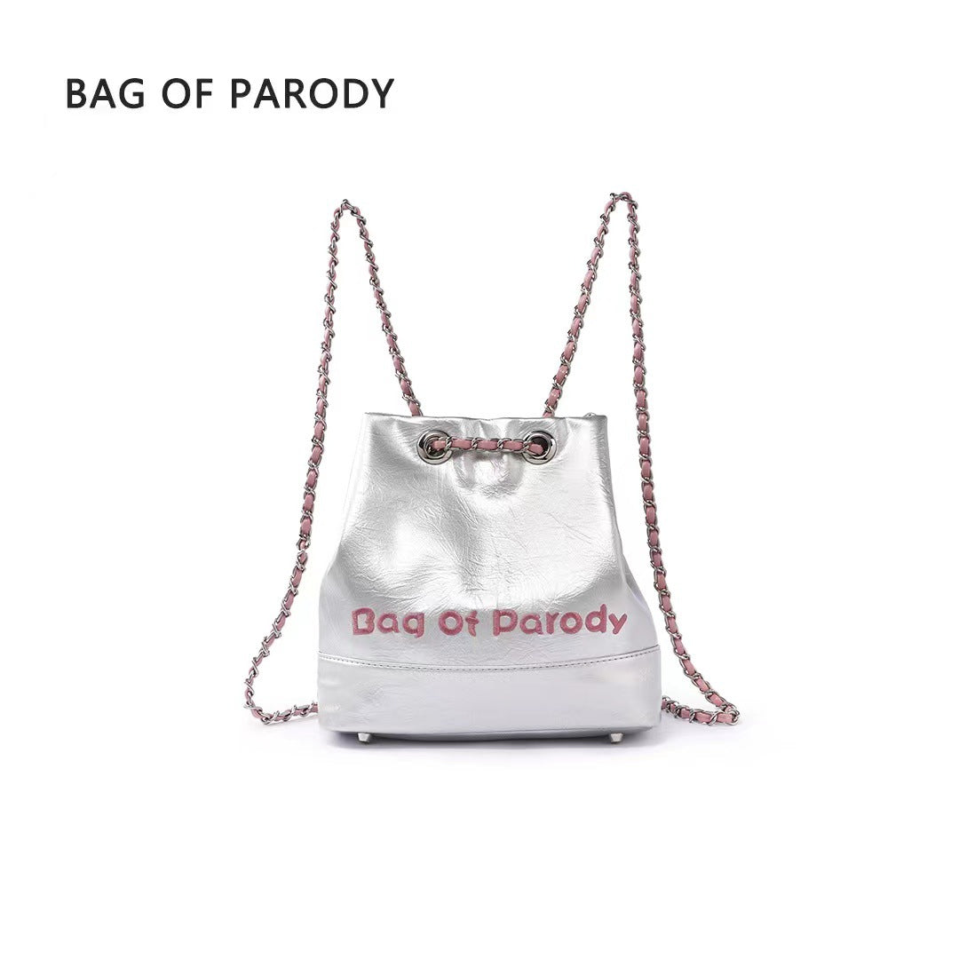 Popular Female Design Denim Chain Leisure Backpacks