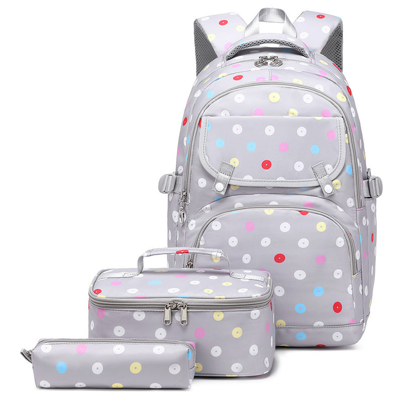 Children's Dot Three-piece Large Capacity Good-looking Printed Elementary School Students' Schoolbags