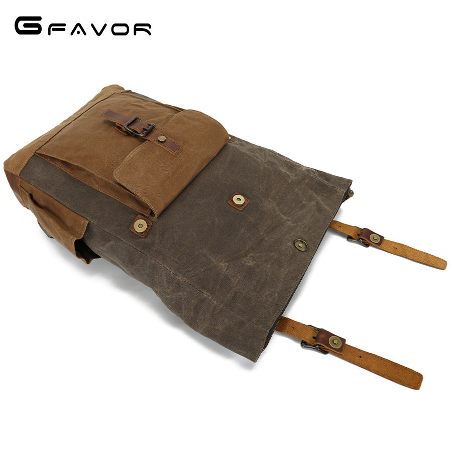 Men's Vintage Oil Wax Canvas Hiking Waterproof Crazy Bags