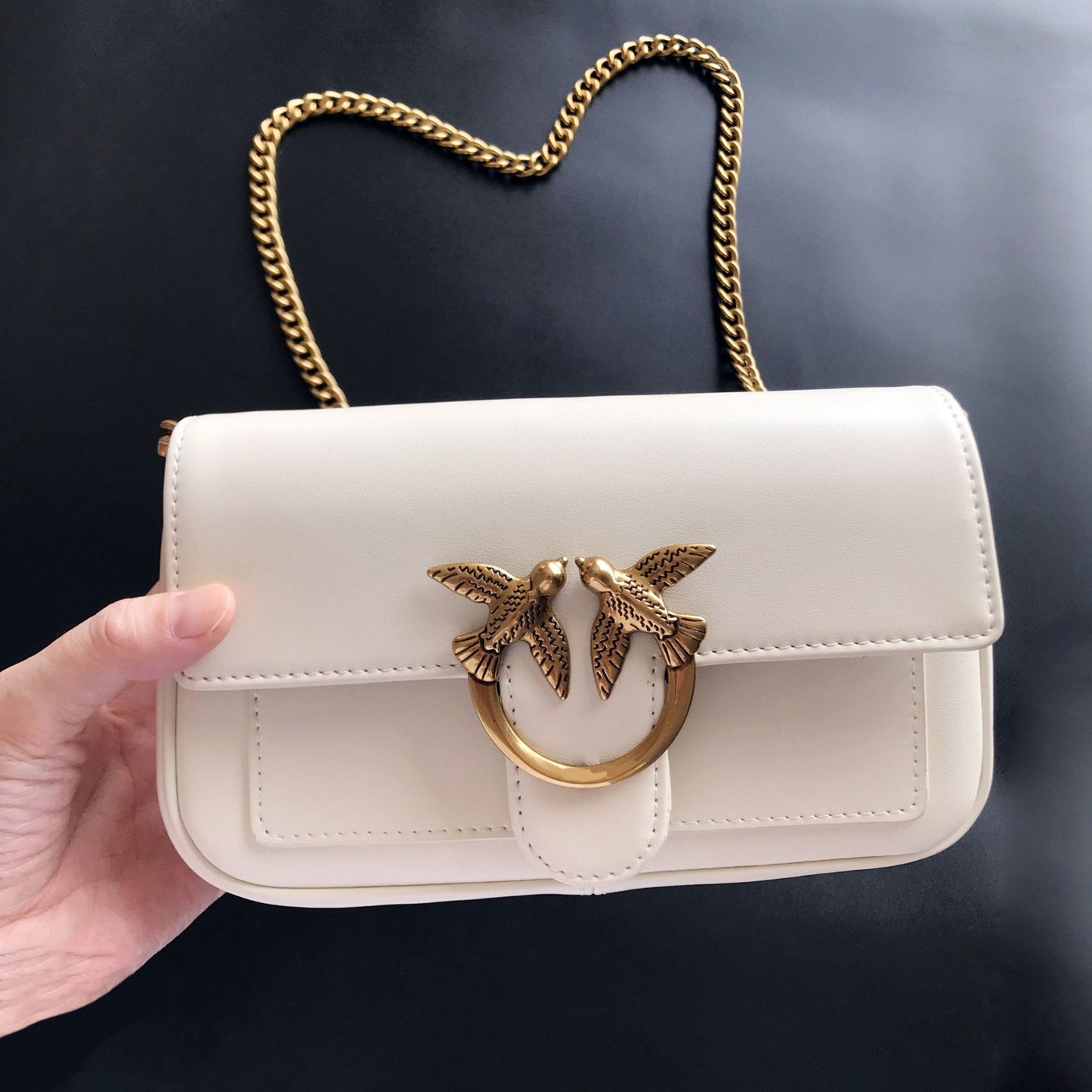 Women's Genuine Leather Swallow French Stick Classic Small Square Bags