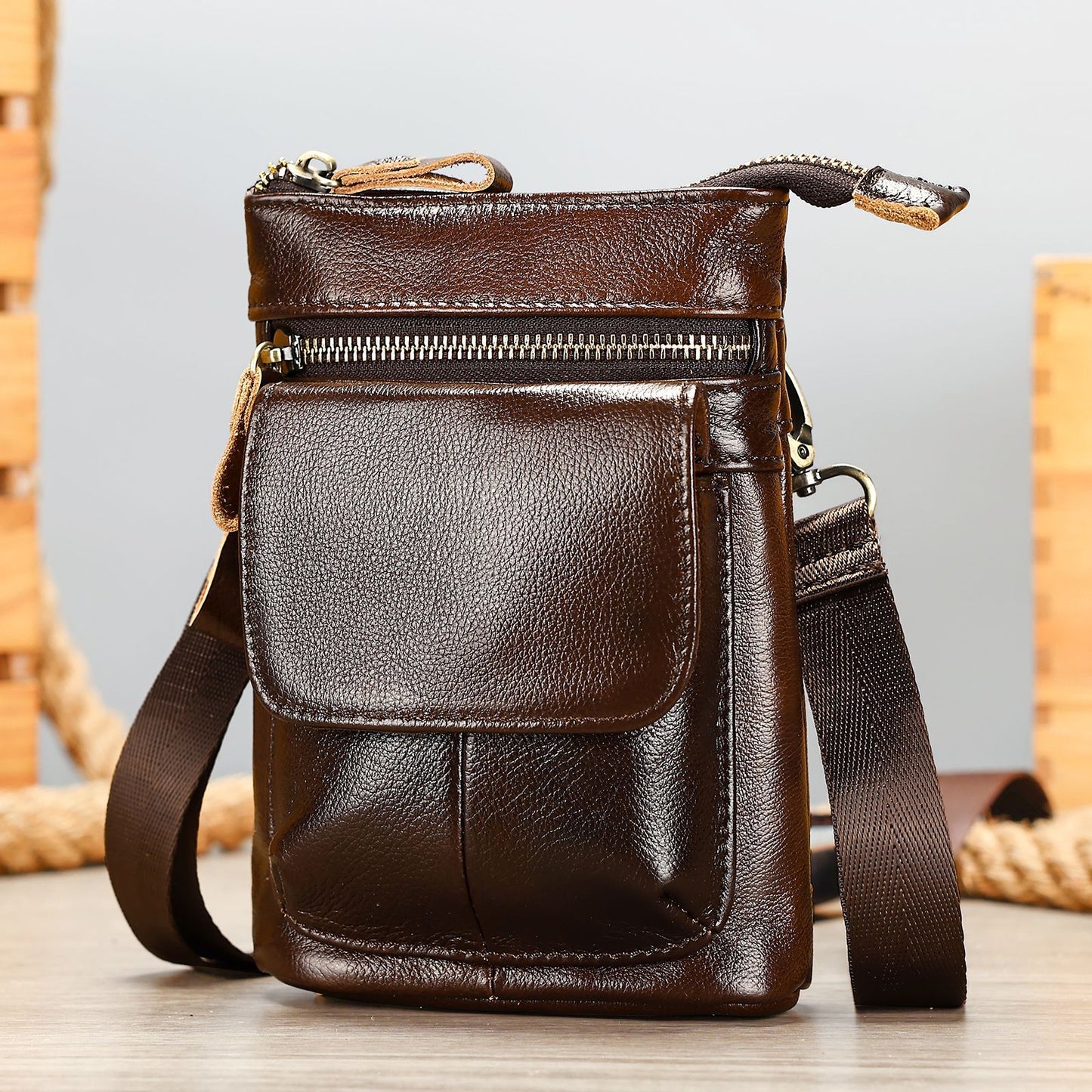 Men's Retro Genuine Leather First Layer Cowhide Men's Waist Packs