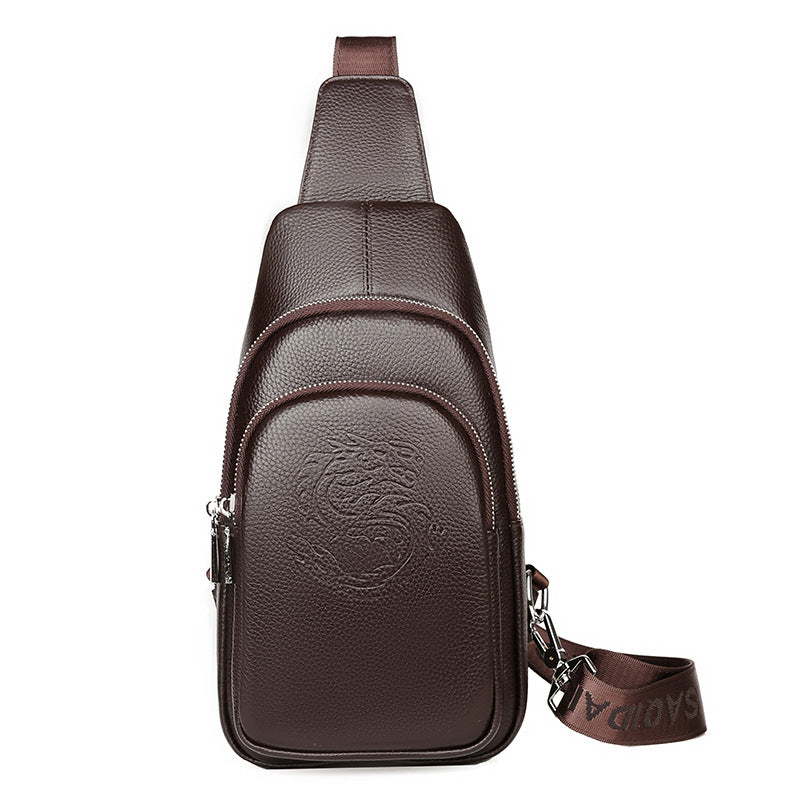 Men's Kangaroo Leather First Layer Cowhide Trendy Men's Chest Bags