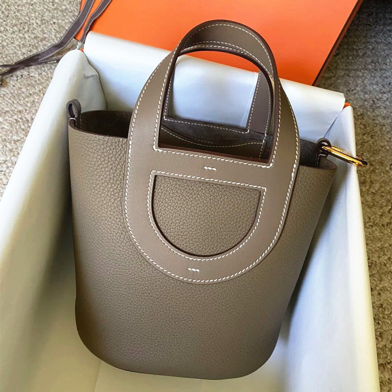 Women's First Layer Cowhide Pig Nose Vegetable Basket Bags