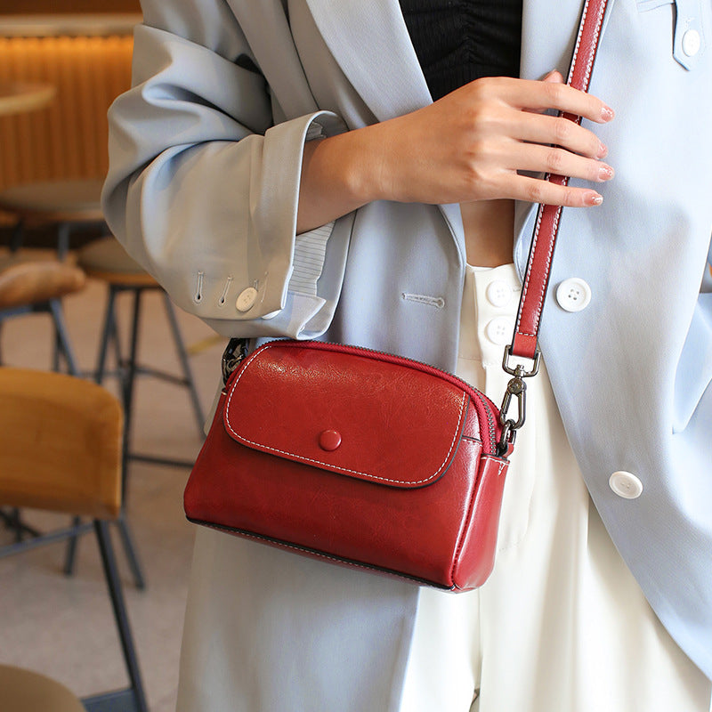 Women's Mother Style Genuine Leather Mobile High-grade Crossbody Bags