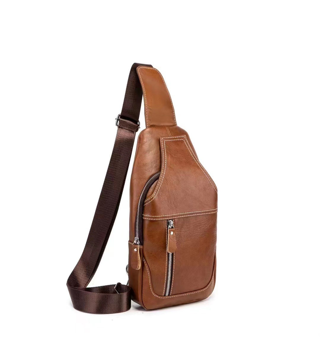 Men's Genuine Leather Trend First Layer Cowhide Men's Chest Bags