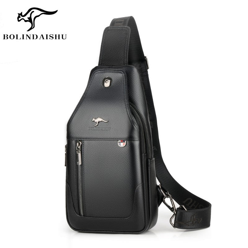 Men's Charming Trendy Cowhide Leather Foreskin Men's Chest Bags
