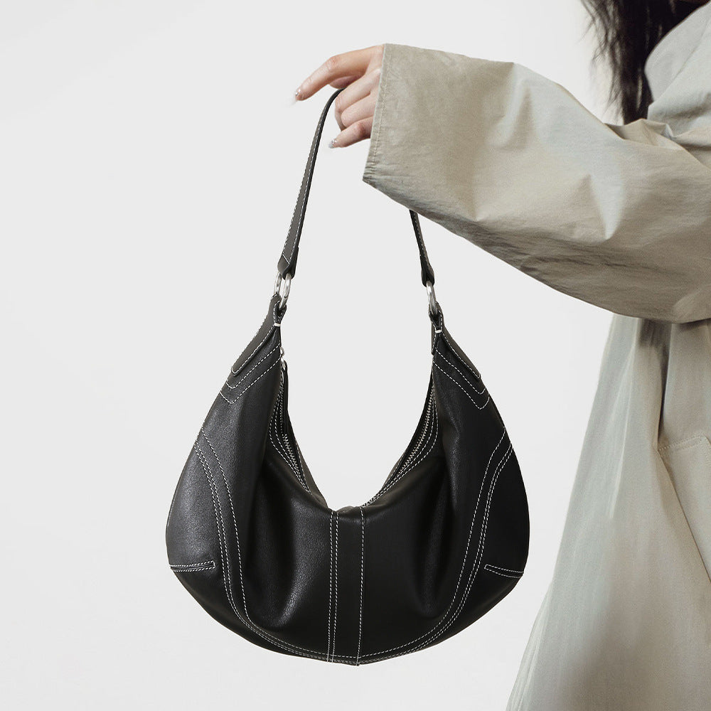 Women's Crystal Grain Surface High-grade First Layer Cowhide Crossbody Bags
