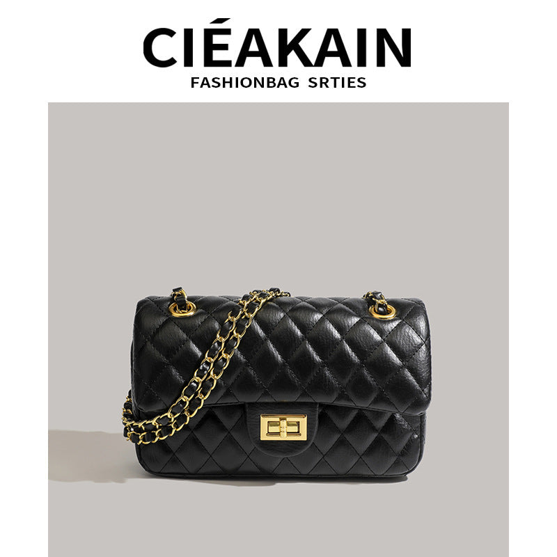 Women's Design Diamond Pattern Chain Korean Fashionable Shoulder Bags