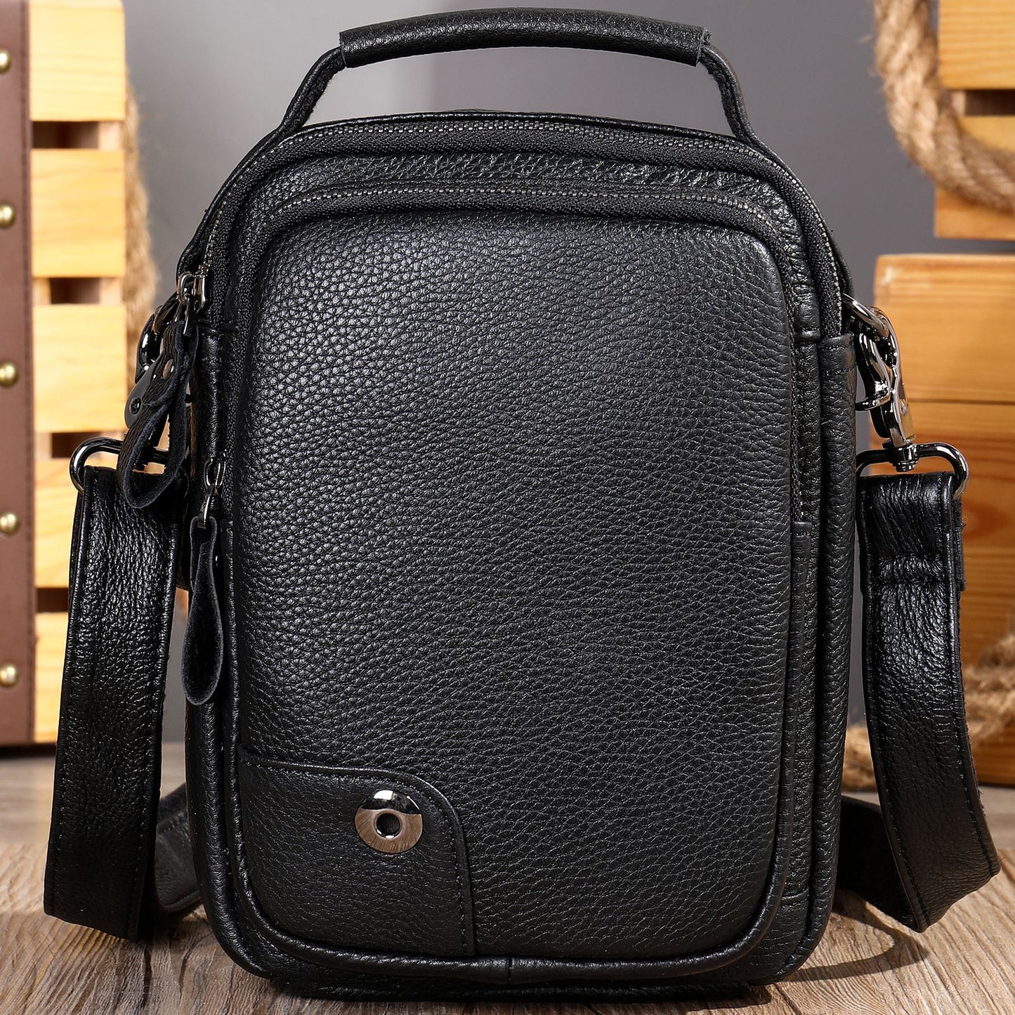 Men's Korean Genuine Leather Portable Vertical Business Men's Shoulder Bags