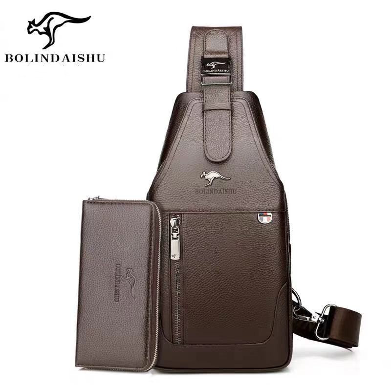 Beautiful Men's Cool Creative Cowhide Leather Men's Chest Bags