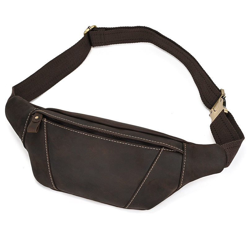 Women's & Men's & Horse Leather Genuine Blue Black Men's Chest Bags