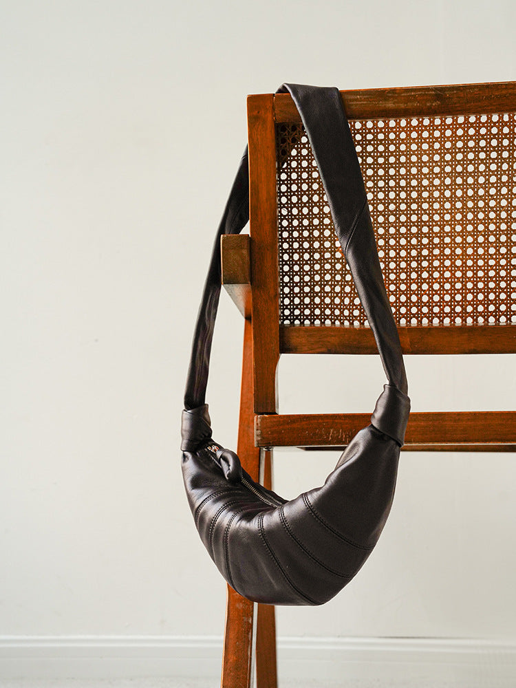 Artisan Sheepskin Dumpling Leather Underarm Croissant Bags