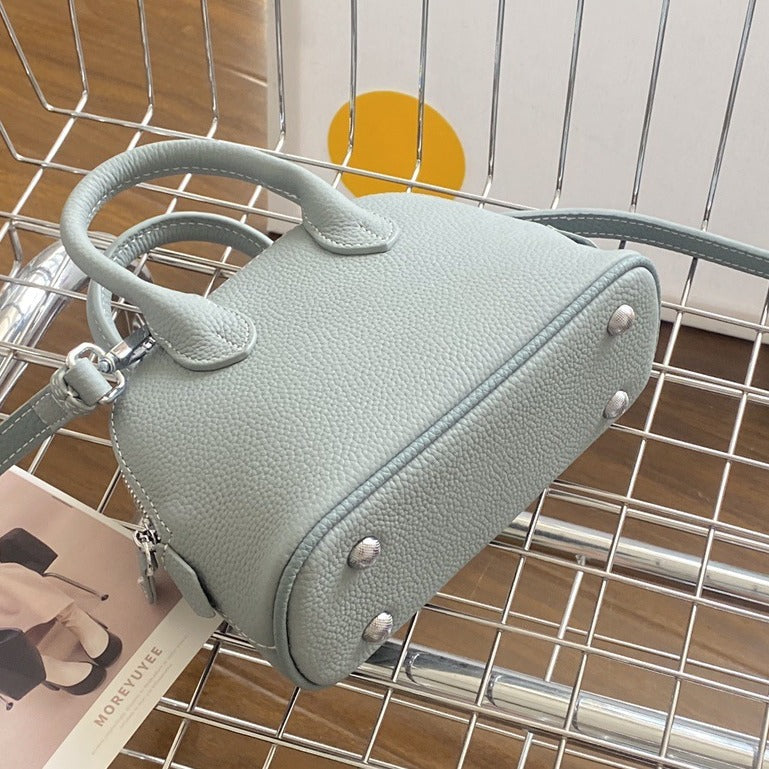 Women's Genuine Leather Shell Niche Simple Bowling Handbags