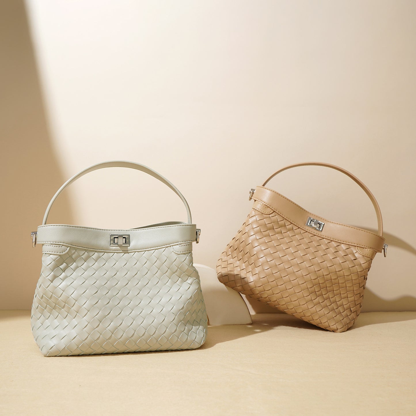 Women's Braided Leather Stylish Textured Commuter Portable Shoulder Bags